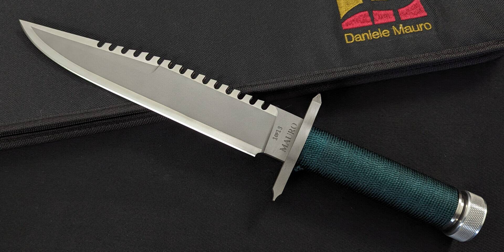 Left side of a knife from the numbered 1of13 run of 2023, with the MAURO engraving on the ricasso